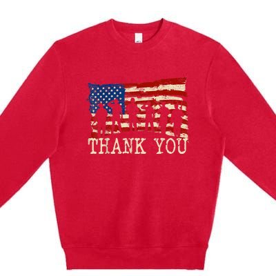 Veterans Day American Flag Thank You Veterans Proud Veteran Premium Crewneck Sweatshirt