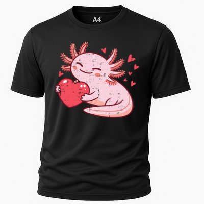 Valentines Day Axolotl Heart Cute  Cooling Performance Crew T-Shirt