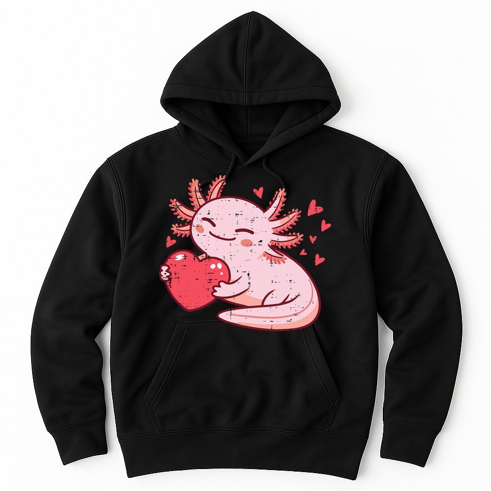 Valentines Day Axolotl Heart Cute  Hoodie
