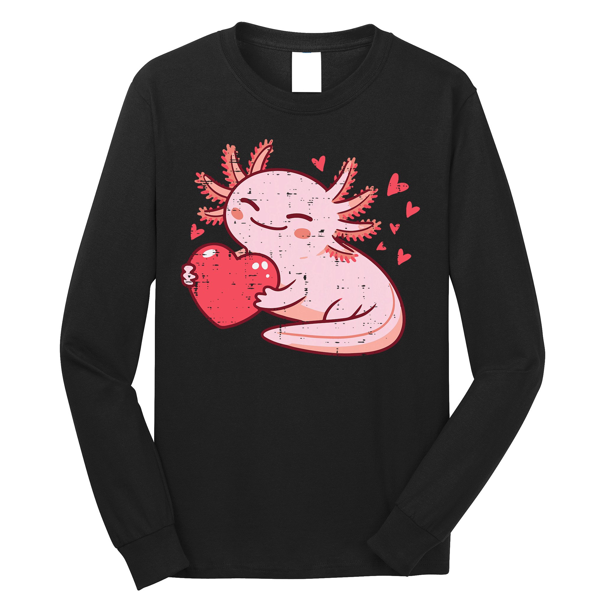 Valentines Day Axolotl Heart Cute  Long Sleeve Shirt