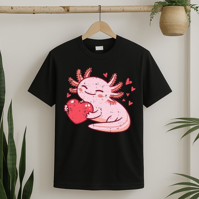 Valentines Day Axolotl Heart Cute  T-Shirt