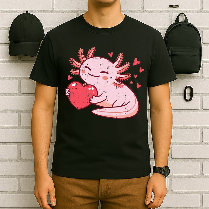 Valentines Day Axolotl Heart Cute  T-Shirt