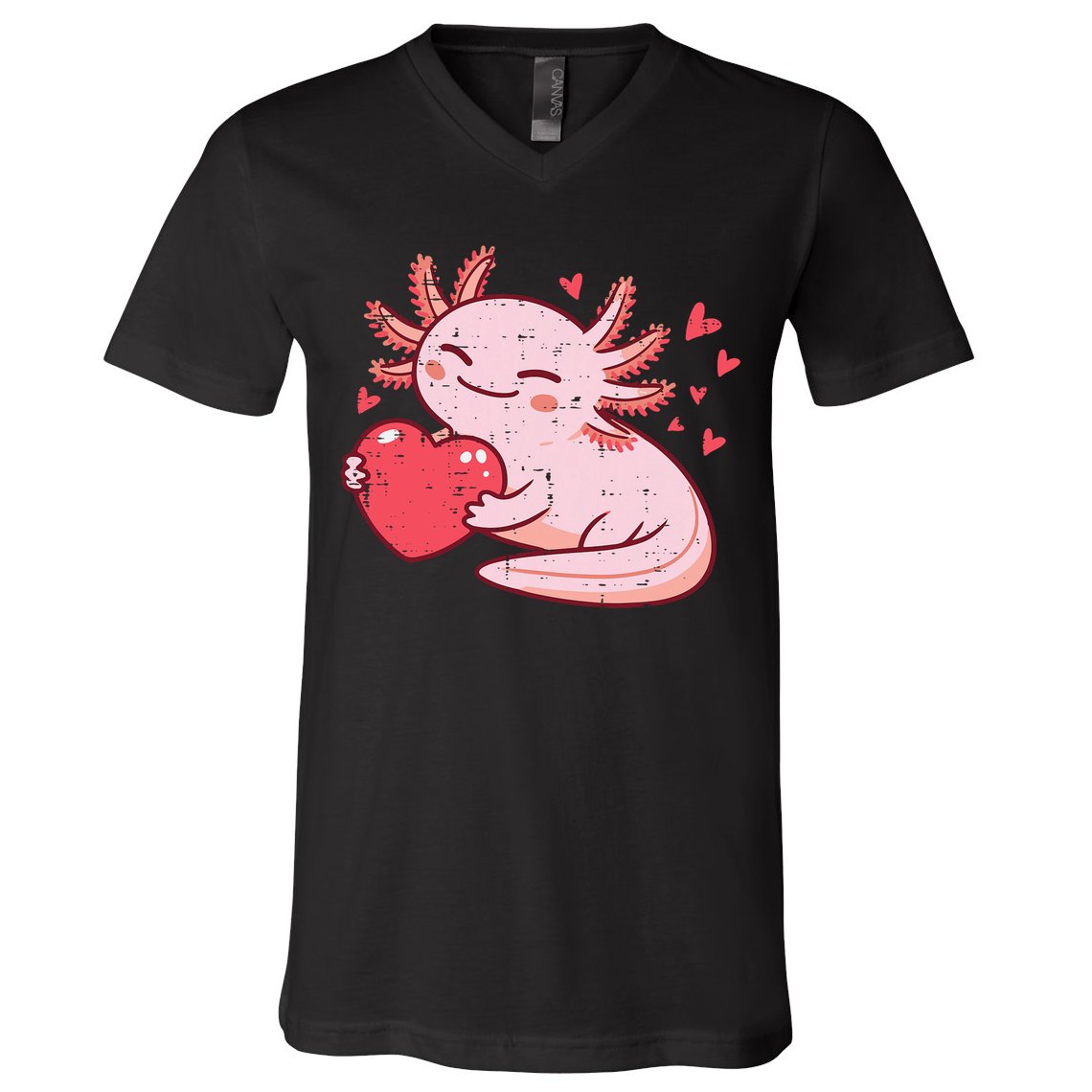 Valentines Day Axolotl Heart Cute  V-Neck T-Shirt