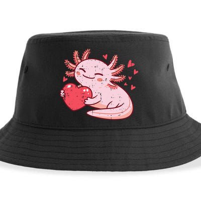 Valentines Day Axolotl Heart Cute  Sustainable Bucket Hat