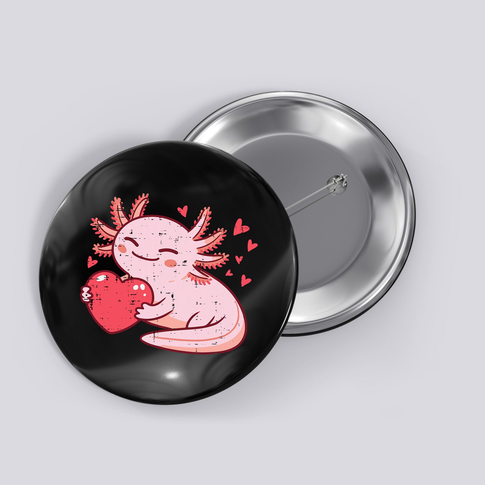 Valentines Day Axolotl Heart Cute  Button