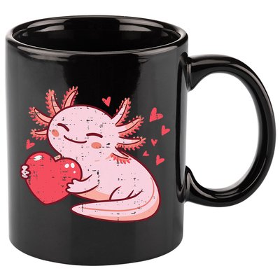 Valentines Day Axolotl Heart Cute  11oz C Handle Ceramic Mug