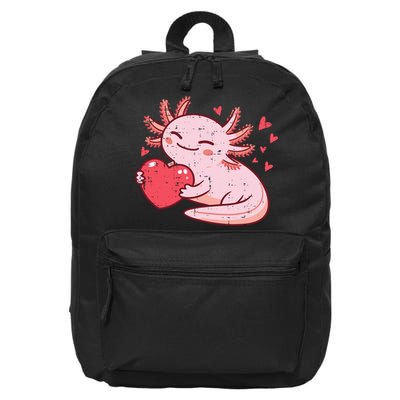 Valentines Day Axolotl Heart Cute  16 in Basic Backpack