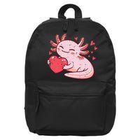Valentines Day Axolotl Heart Cute  16 in Basic Backpack