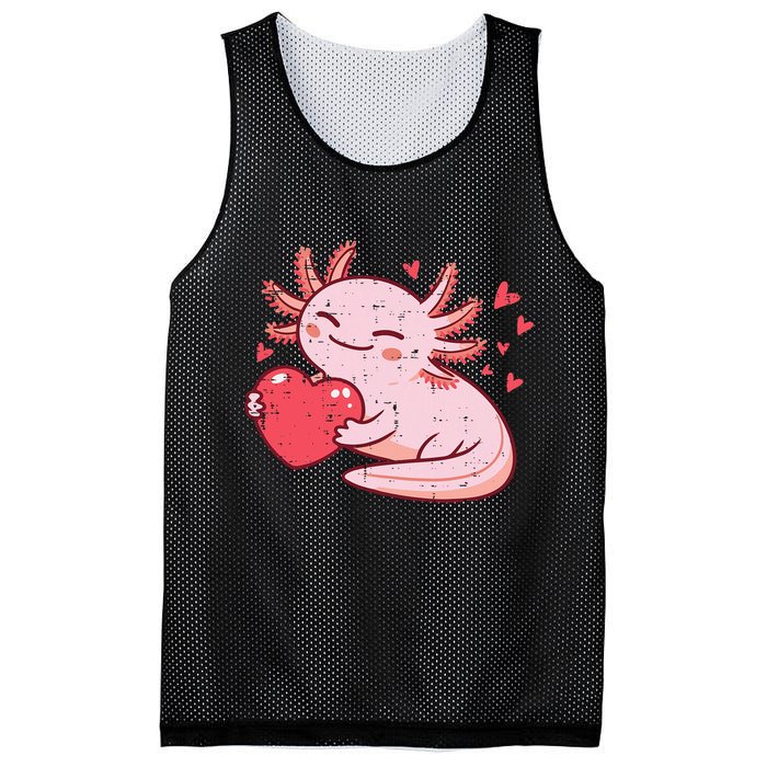Valentines Day Axolotl Heart Cute  Mesh Reversible Basketball Jersey Tank
