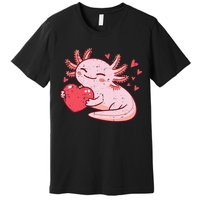 Valentines Day Axolotl Heart Cute  Premium T-Shirt