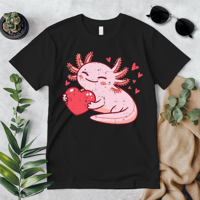 Valentines Day Axolotl Heart Cute  Premium T-Shirt