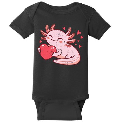 Valentines Day Axolotl Heart Cute  Baby Bodysuit