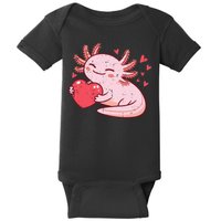 Valentines Day Axolotl Heart Cute  Baby Bodysuit
