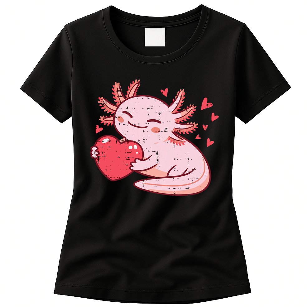 Valentines Day Axolotl Heart Cute  Womens T-Shirt