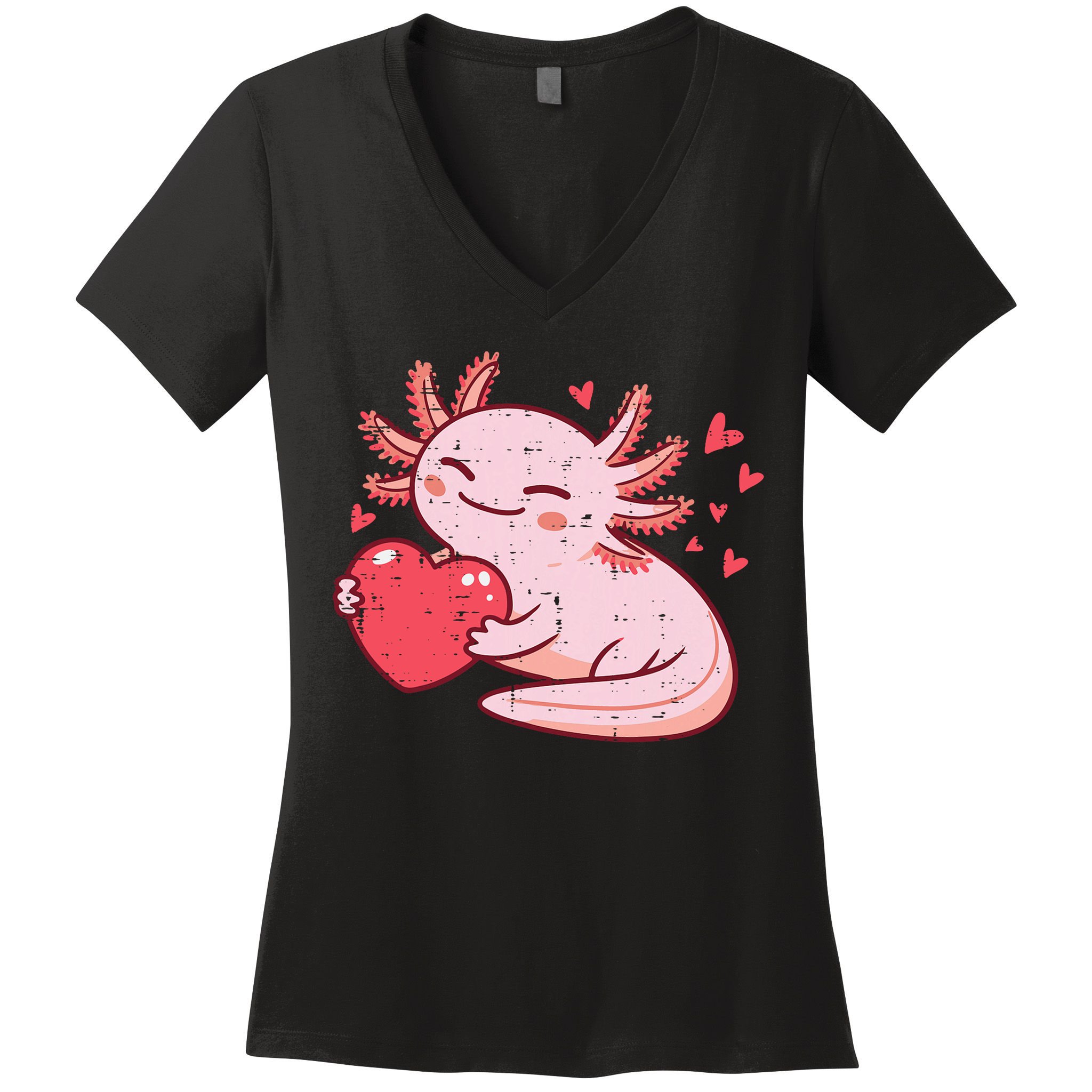 Valentines Day Axolotl Heart Cute  Women's V-Neck T-Shirt