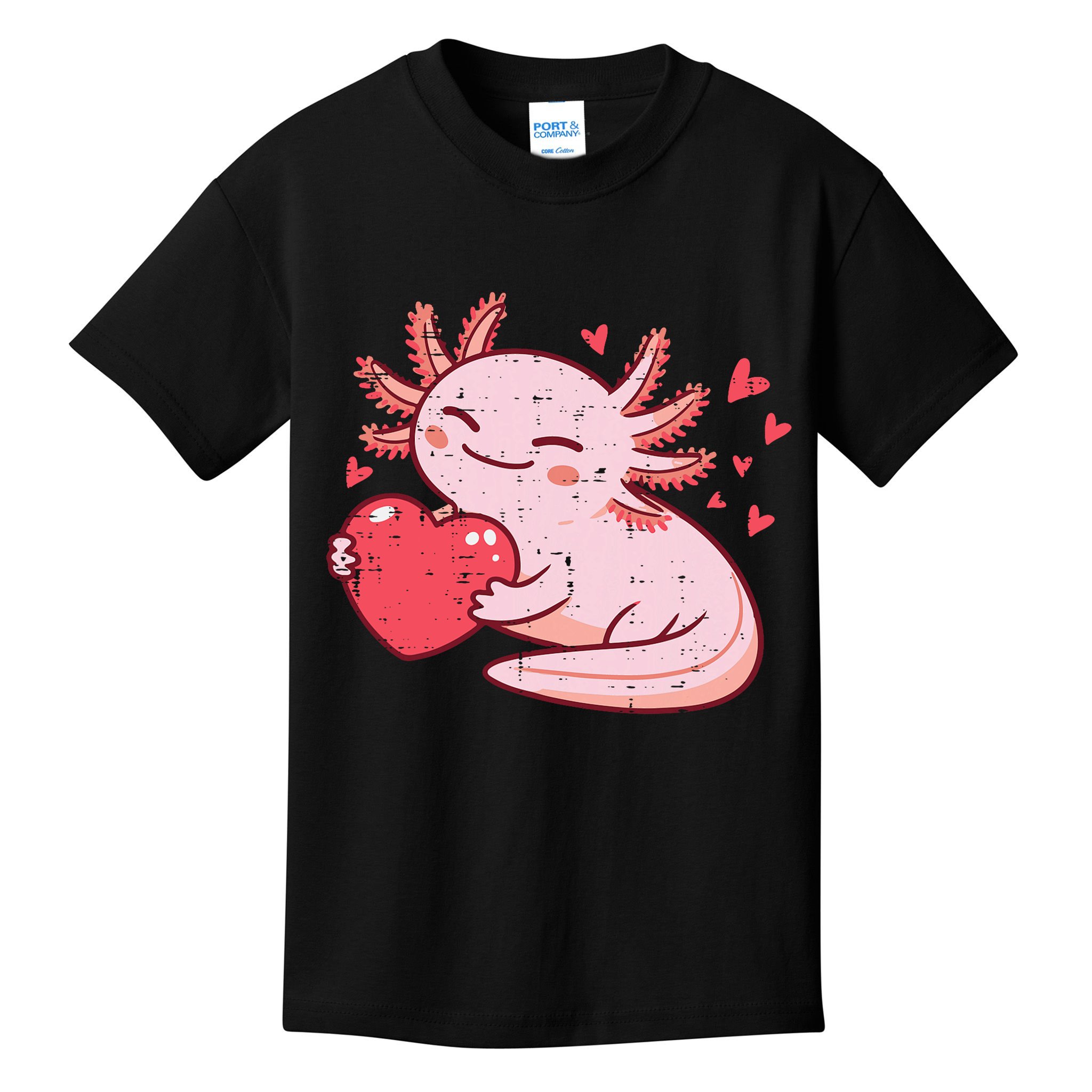 Valentines Day Axolotl Heart Cute  Kids T-Shirt