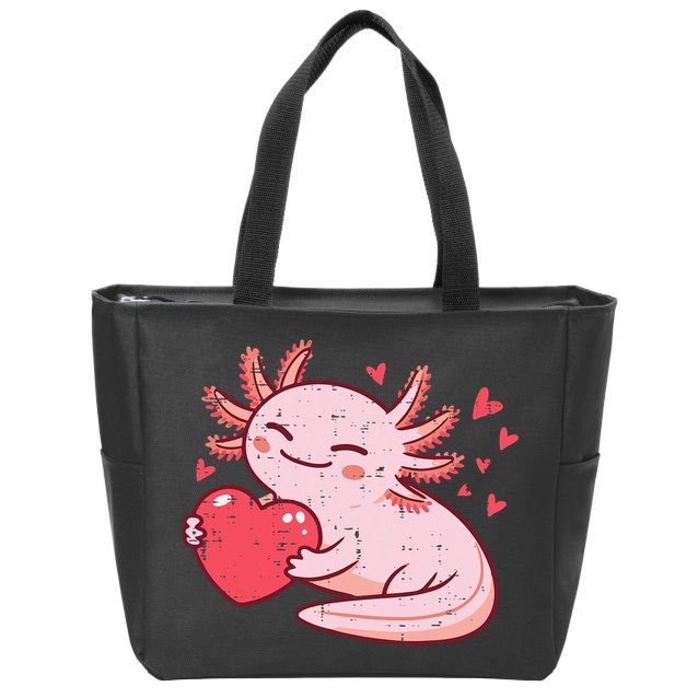 Valentines Day Axolotl Heart Cute  Zip Tote Bag
