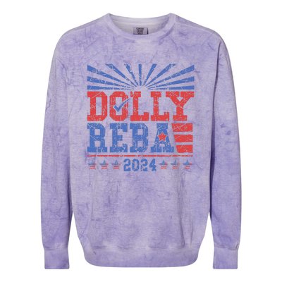 Vintage Dolly And Reba 2024 Make America Fancy Again Colorblast Crewneck Sweatshirt