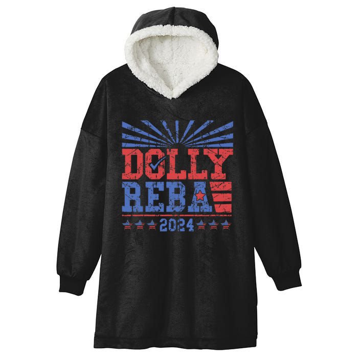 Vintage Dolly And Reba 2024 Make America Fancy Again Hooded Wearable Blanket