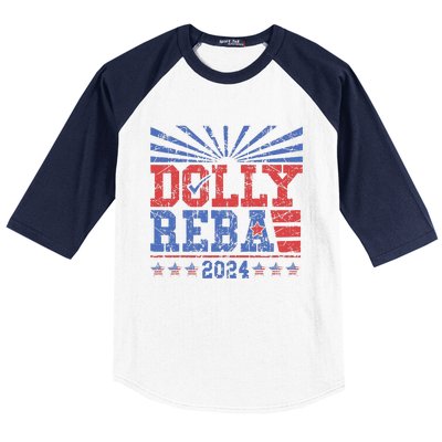 Vintage Dolly And Reba 2024 Make America Fancy Again Baseball Sleeve Shirt