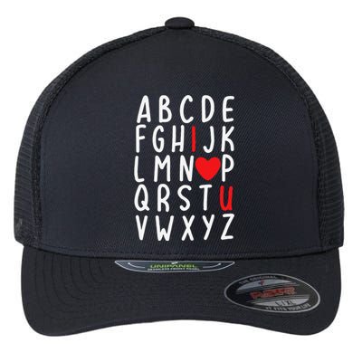 Valentine's Day ABC I Love You Heart Teacher Gifts Flexfit Unipanel Trucker Cap