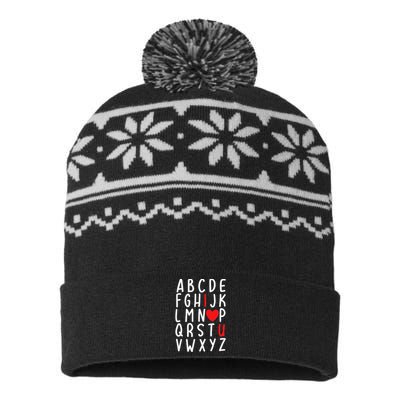 Valentine's Day ABC I Love You Heart Teacher Gifts USA-Made Snowflake Beanie