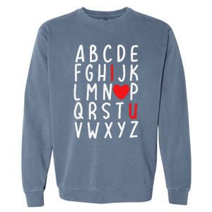 Valentine's Day ABC I Love You Heart Teacher Gifts Garment-Dyed Sweatshirt