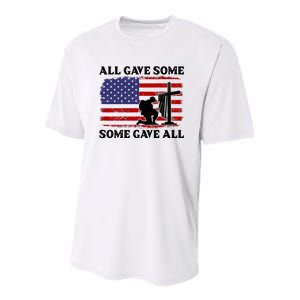 Veterans Day All Gave Some Some Gave All Memorial Day Youth Performance Sprint T-Shirt