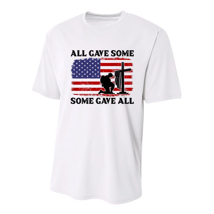 Veterans Day All Gave Some Some Gave All Memorial Day Youth Performance Sprint T-Shirt