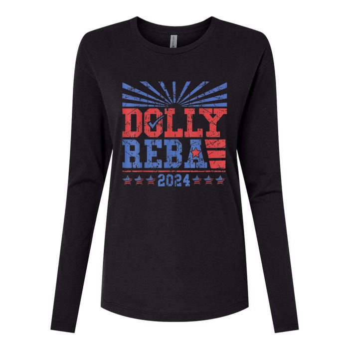 Vintage Dolly And Reba 2024 Make America Fancy Again Womens Cotton Relaxed Long Sleeve T-Shirt