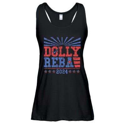 Vintage Dolly And Reba 2024 Make America Fancy Again Ladies Essential Flowy Tank