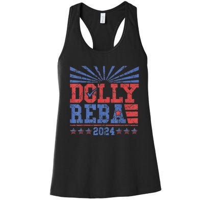 Vintage Dolly And Reba 2024 Make America Fancy Again Women's Racerback Tank