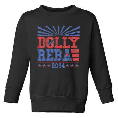 Vintage Dolly And Reba 2024 Make America Fancy Again Toddler Sweatshirt