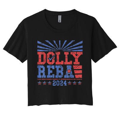 Vintage Dolly And Reba 2024 Make America Fancy Again Women's Crop Top Tee