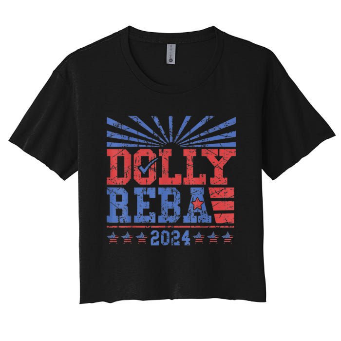 Vintage Dolly And Reba 2024 Make America Fancy Again Women's Crop Top Tee