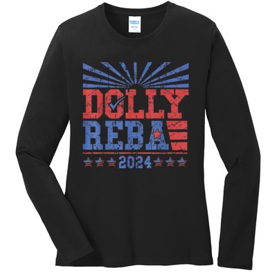 Vintage Dolly And Reba 2024 Make America Fancy Again Ladies Long Sleeve Shirt