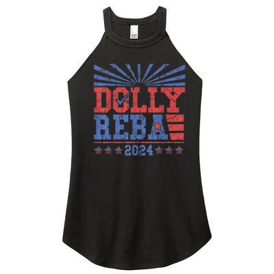 Vintage Dolly And Reba 2024 Make America Fancy Again Women's Perfect Tri Rocker Tank