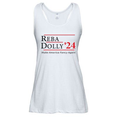 Vintage Dolly And Reba 2024 Make America Fancy Again Ladies Essential Flowy Tank