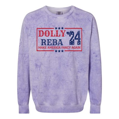 Vintage Dolly And Reba 2024 Make America Fancy Again America Style Colorblast Crewneck Sweatshirt