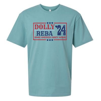 Vintage Dolly And Reba 2024 Make America Fancy Again America Style Sueded Cloud Jersey T-Shirt