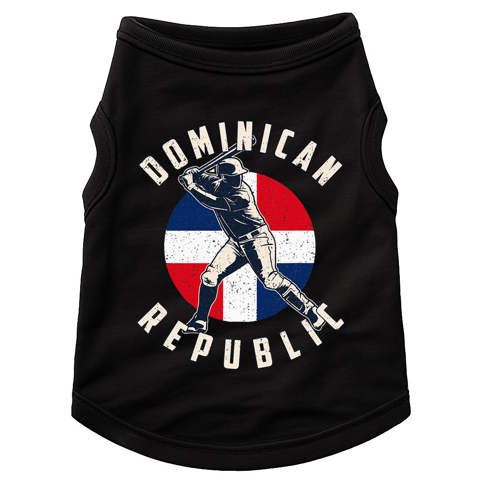 Vintage Dominican Baseball Batter Dominican Republic Flag Doggie Tank