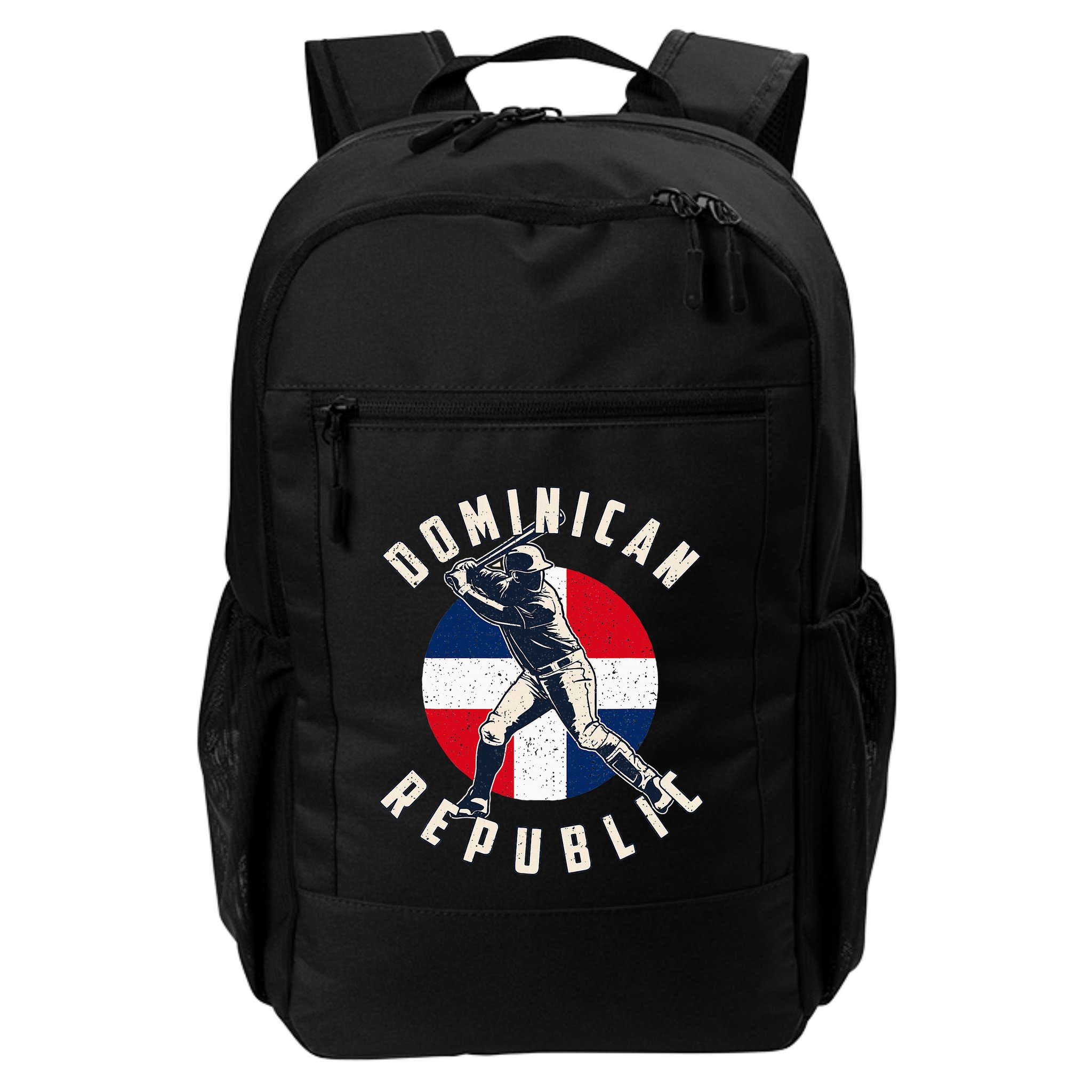 Vintage Dominican Baseball Batter Dominican Republic Flag Backpack