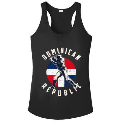 Vintage Dominican Baseball Batter Dominican Republic Flag Ladies PosiCharge Competitor Racerback Tank
