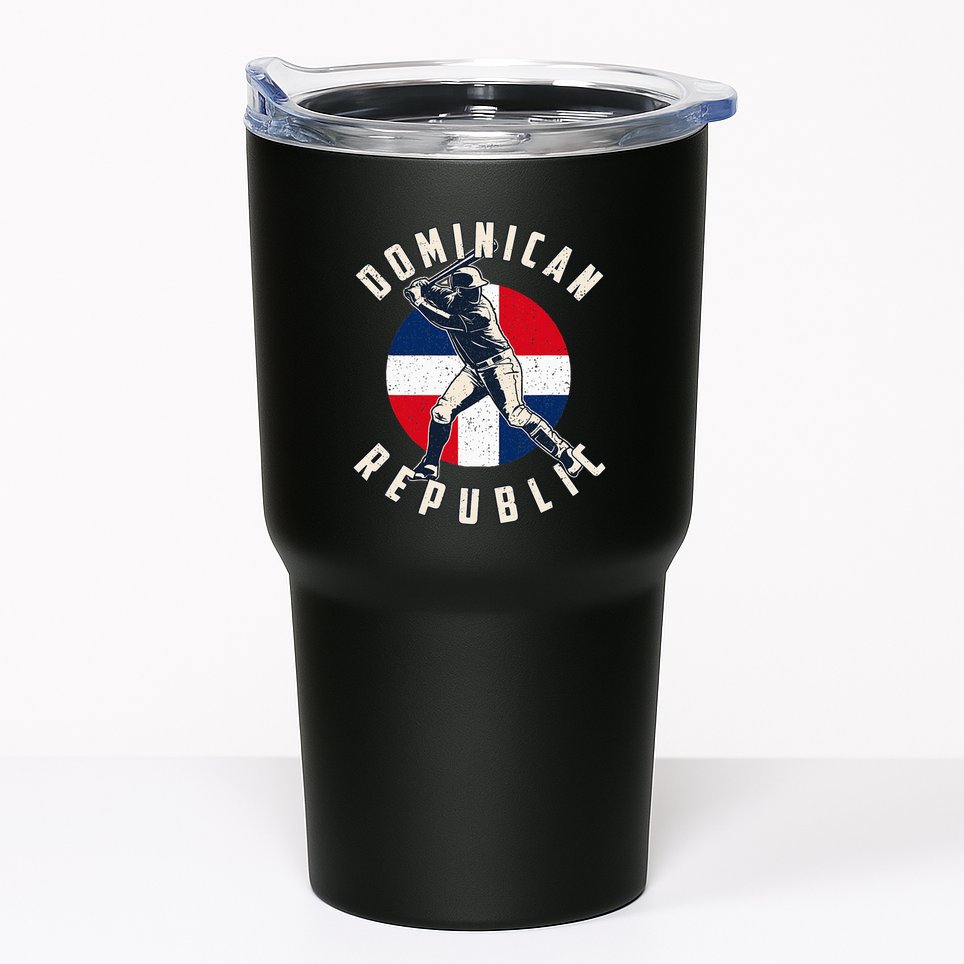 Vintage Dominican Baseball Batter Dominican Republic Flag Tumbler