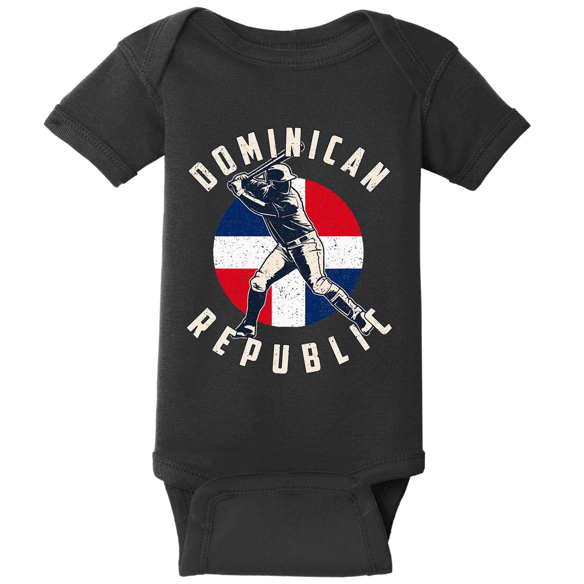 Vintage Dominican Baseball Batter Dominican Republic Flag Baby Bodysuit
