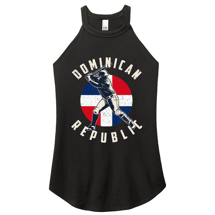 Vintage Dominican Baseball Batter Dominican Republic Flag Women's Perfect Tri Rocker Tank