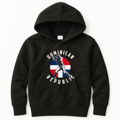 Vintage Dominican Baseball Batter Dominican Republic Flag Kids Hoodie