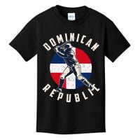 Vintage Dominican Baseball Batter Dominican Republic Flag Kids T-Shirt