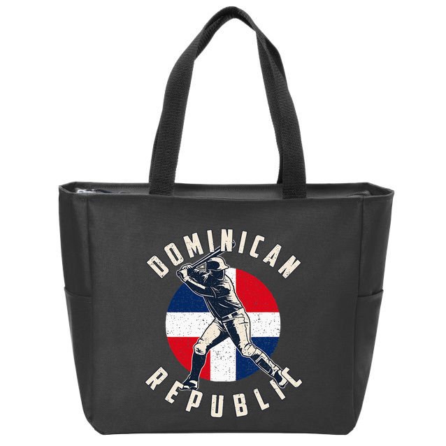 Vintage Dominican Baseball Batter Dominican Republic Flag Zip Tote Bag