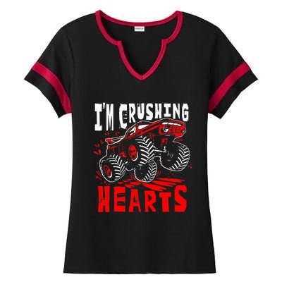 Valentines Day Big Truck Off Road Racing Ladies Halftime Notch Neck Tee